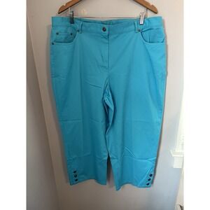 Ruby Road Women's Turquoise Capri Pants Size 20W Elastic Waist Pockets Stretch
